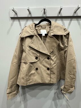 H&M Cropped Trench Coat - Light Khaki